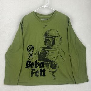 Disney Star Wars Boba Fett Long Sleeve Graphic Shirt Mens 2XL Green Crewneck